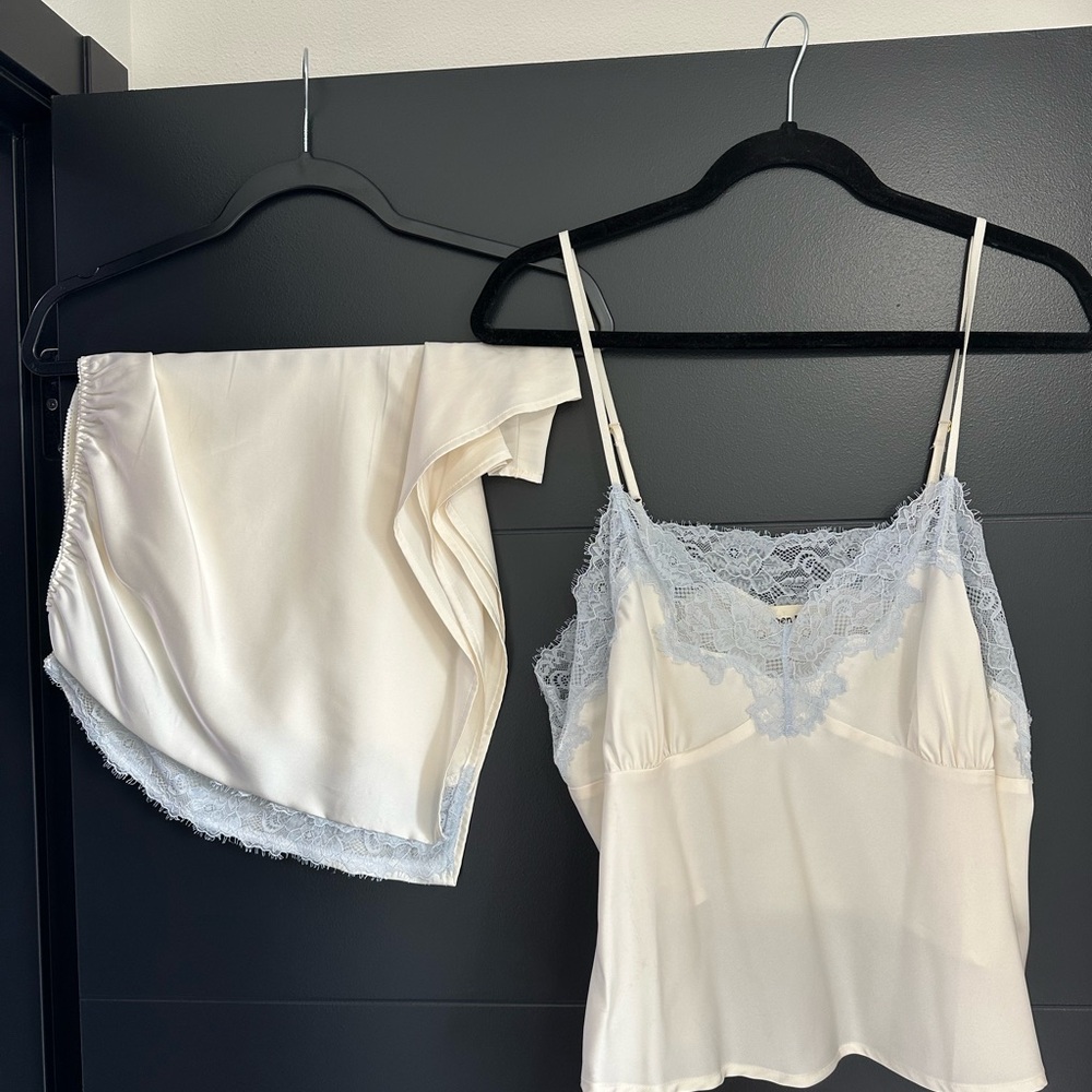 Open Edit Cream Lace Trim Sleepwear